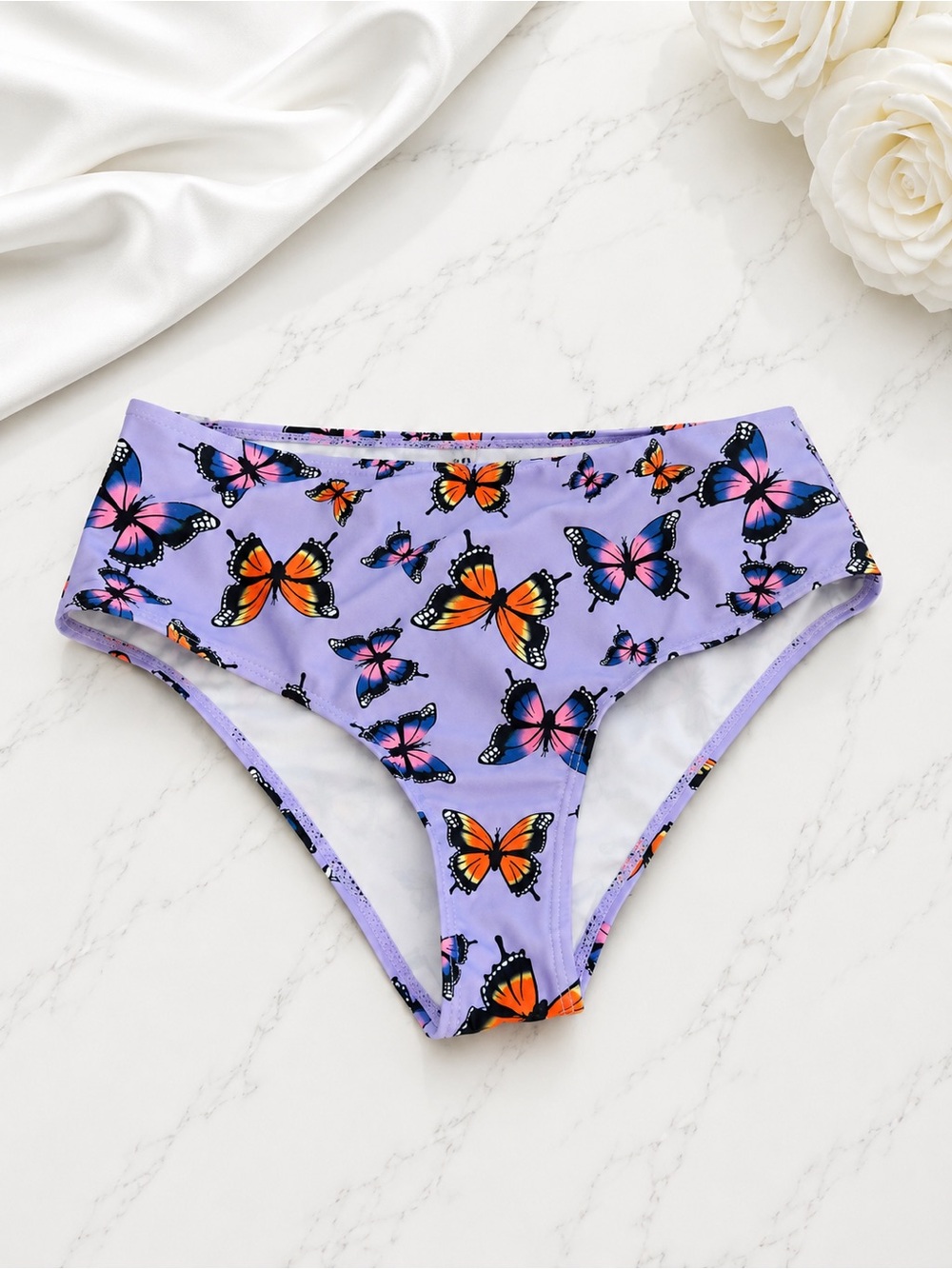 Lavender Butterfly Print Bikini Bottoms M Size